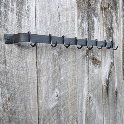 Hand Forged Smooth Finish Wall Mounted Pot Rack-36" Length
