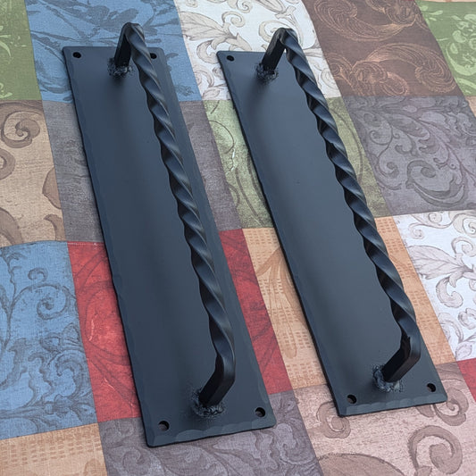 Hand Forged Twisted Handles on 16" x 4" Backplates