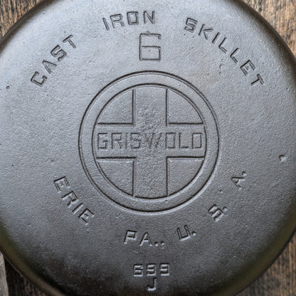 Vintage Griswold #6 Cast Iron Skillet with Large Block Logo 699 J