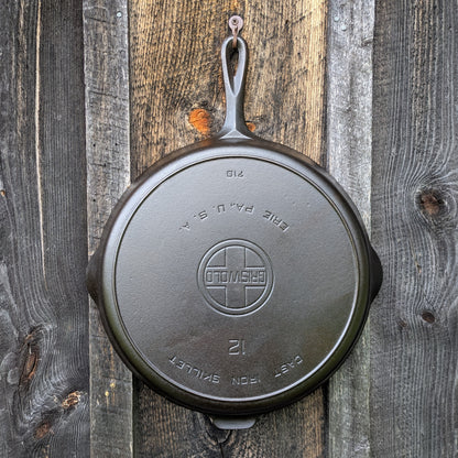 Griswold #12 Cast Iron Skillet with Large Block Logo and Heat Ring