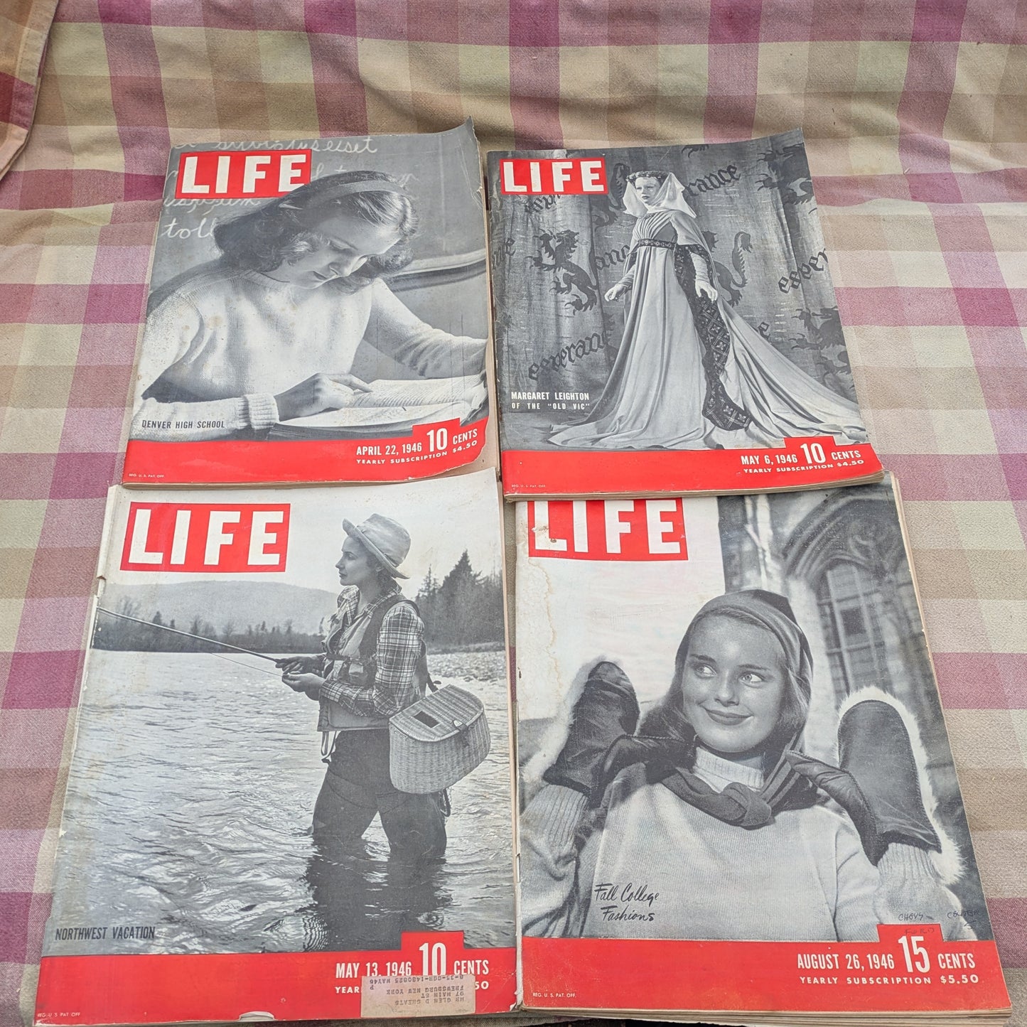 7 Vintage Life Magazines, April - September 1946