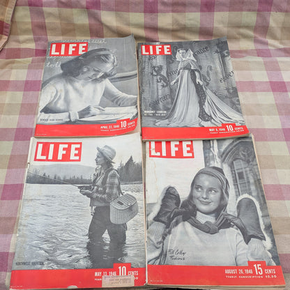 7 Vintage Life Magazines, April - September 1946