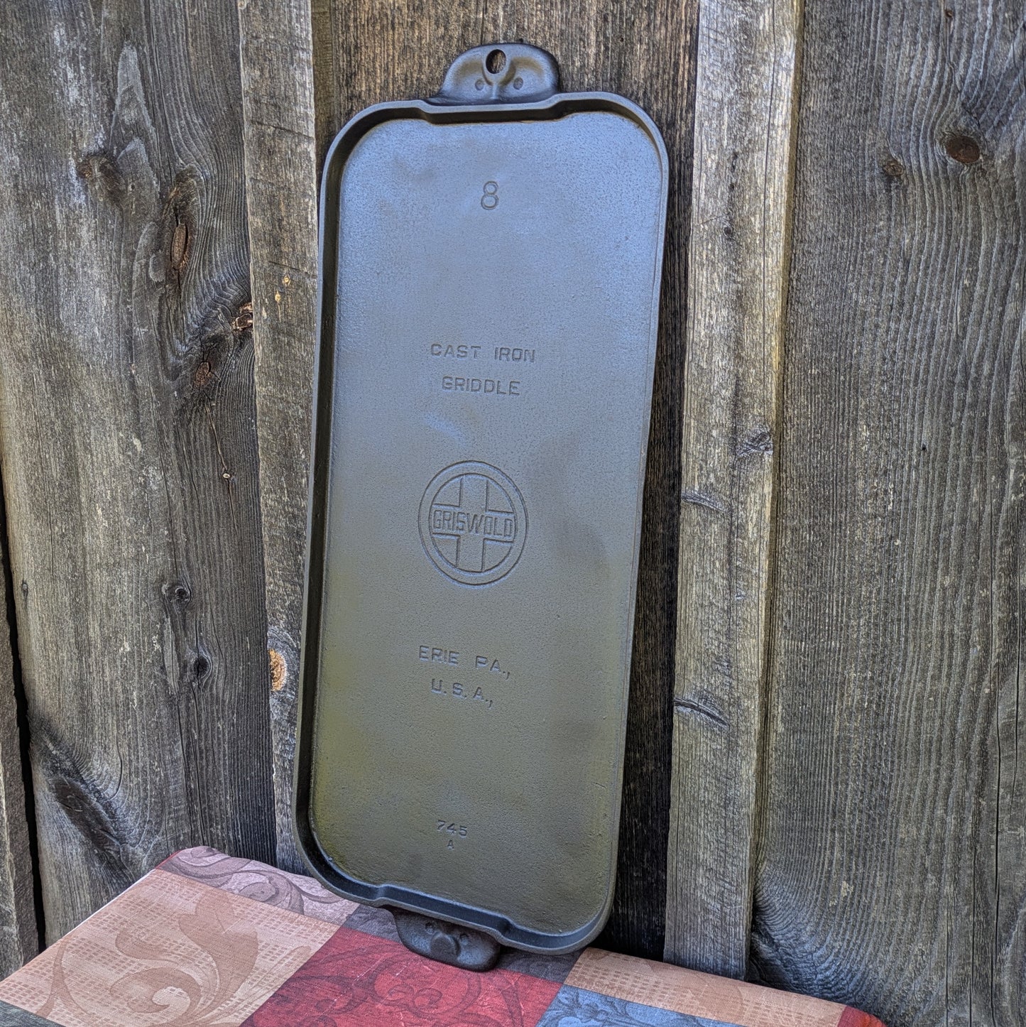 Vintage Griswold #8 Cast Iron Double Griddle with Large Block Logo 745 A