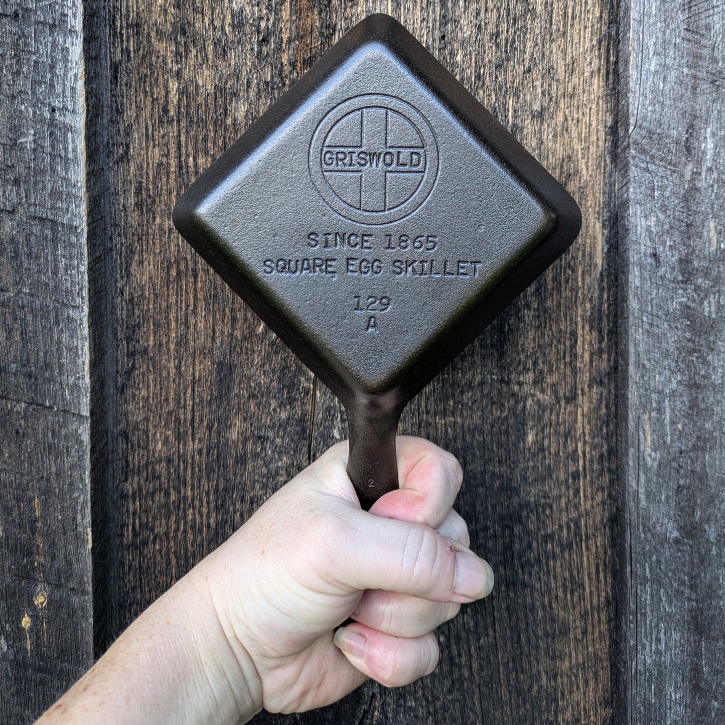 Vintage Griswold Cast Iron Square Egg Skillet #129 Block Logo