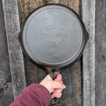 Vintage Martin Stove & Range Cast Iron Skillet #8 with Hamburger Logo