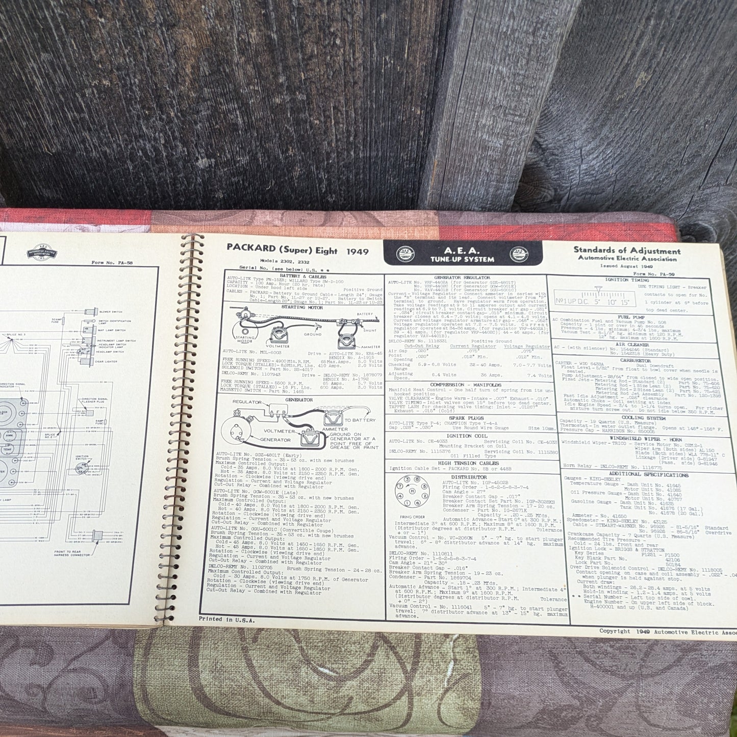 1949 American Electric Association Tune Up Specification Charts and Wiring Diagrams for Vintage Automobiles