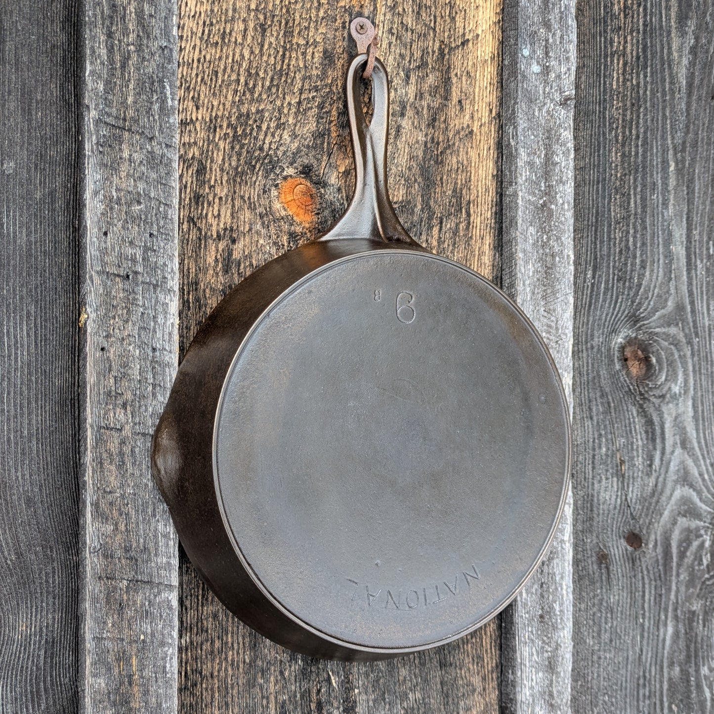 Antique Cast Iron National Skillet, Size #9, made by Wagner Ware