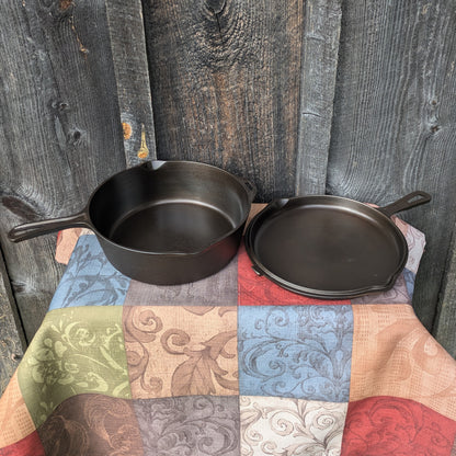 Vintage Lodge 4 in 1 Cast Iron Combo Cooker - Deep Skillet with Hinged Lid/Skillet