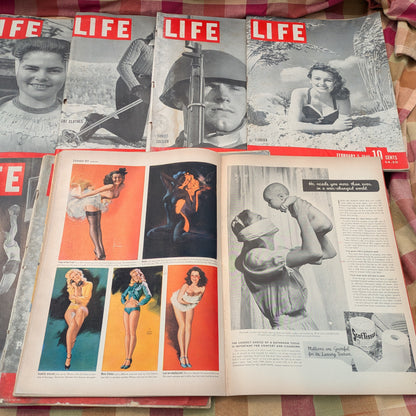 10 Vintage Life Magazines, January-March 1945