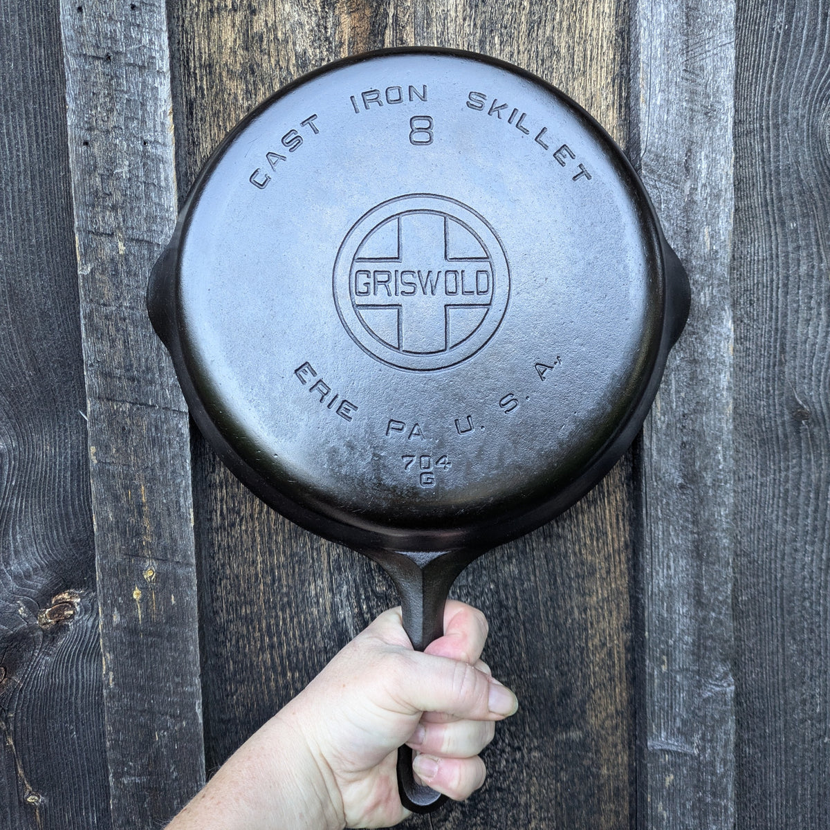 Griswold #8 Large Block Logo Cast Iron Skillet Smooth Bottom 704 G