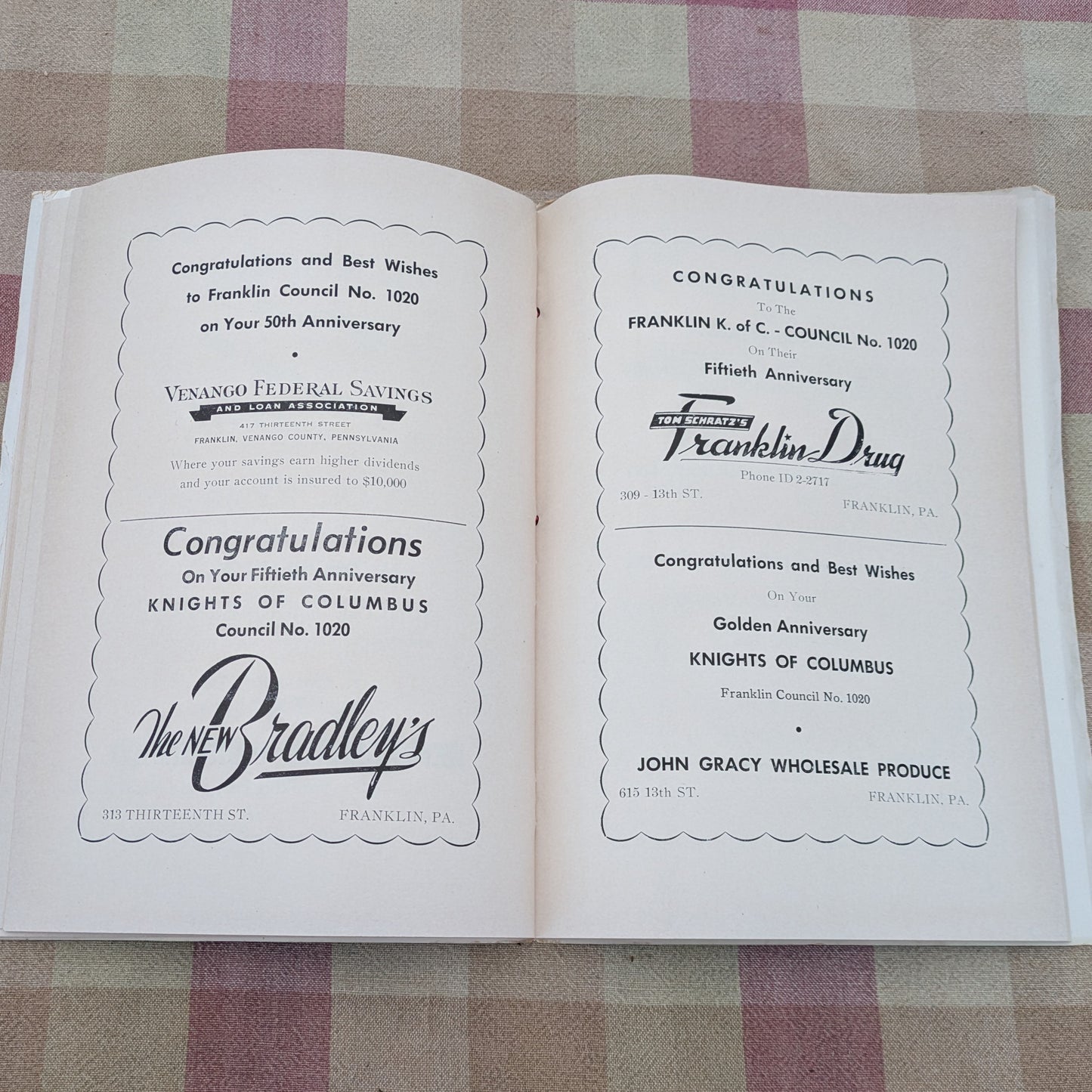 1955 Franklin PA Knights of Columbus 50th Anniversary Booklet