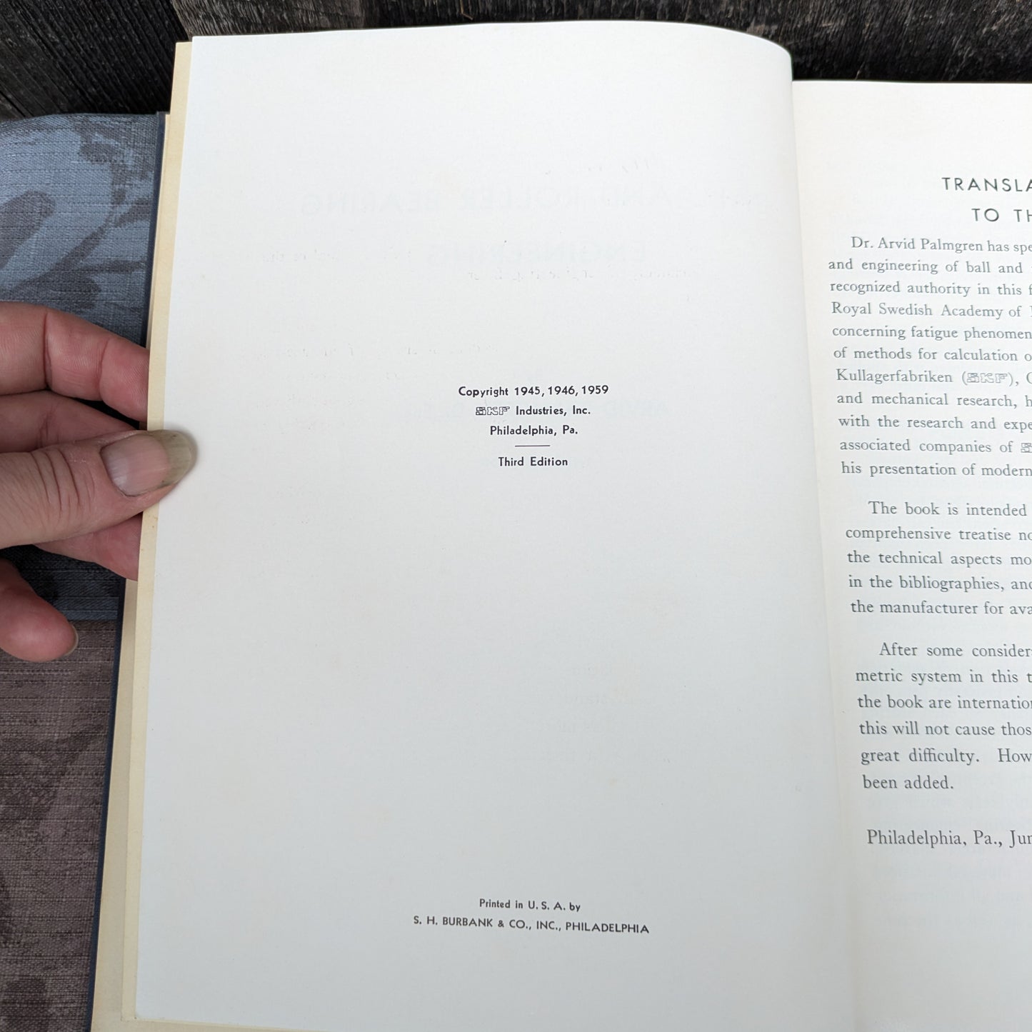Vintage 1959 Ball and Roller Bearing Engineering by Arvid Palmgren