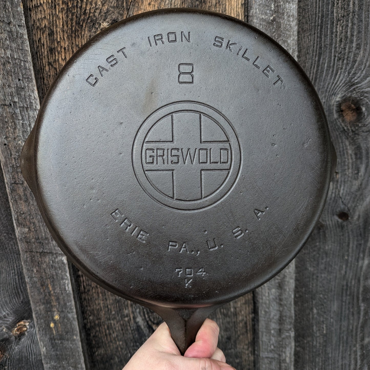 Griswold #8 Large Block Logo Cast Iron Skillet Smooth Bottom 704 K