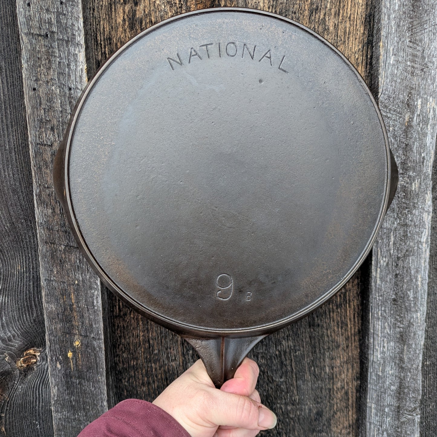 Antique Cast Iron National Skillet, Size #9, made by Wagner Ware