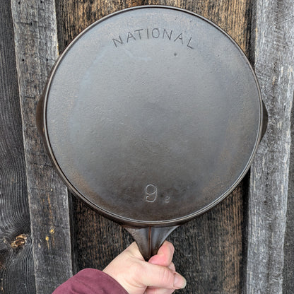 Antique Cast Iron National Skillet, Size #9, made by Wagner Ware