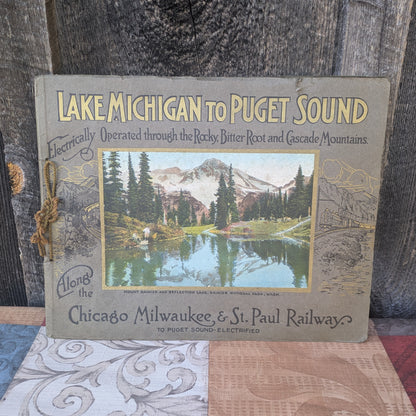 Antique 1914 Lake Michigan to Puget Sound Along the Chicago, Milwaukee & St. Paul Railway Scenic Guide Book Souvenir with Full Color Illustrations