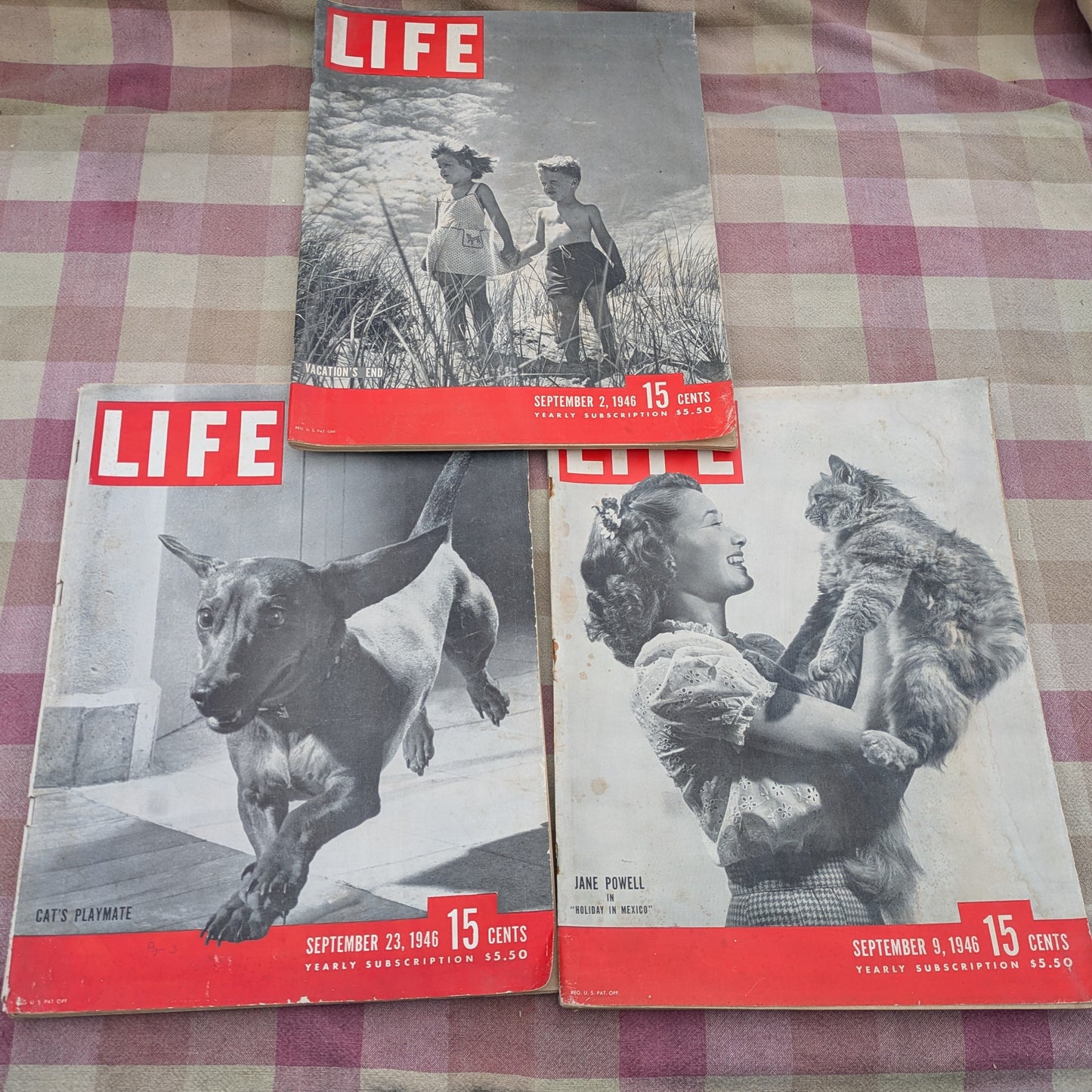 7 Vintage Life Magazines, April - September 1946