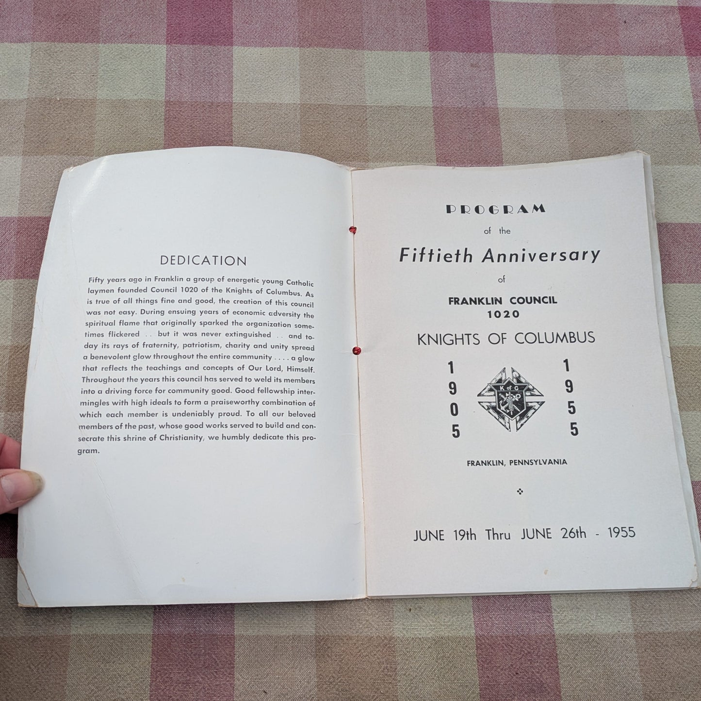 1955 Franklin PA Knights of Columbus 50th Anniversary Booklet