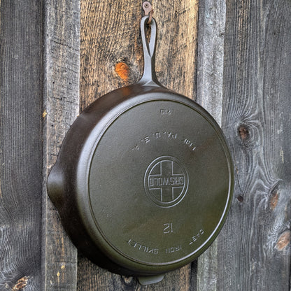 Griswold #12 Cast Iron Skillet with Large Block Logo and Heat Ring