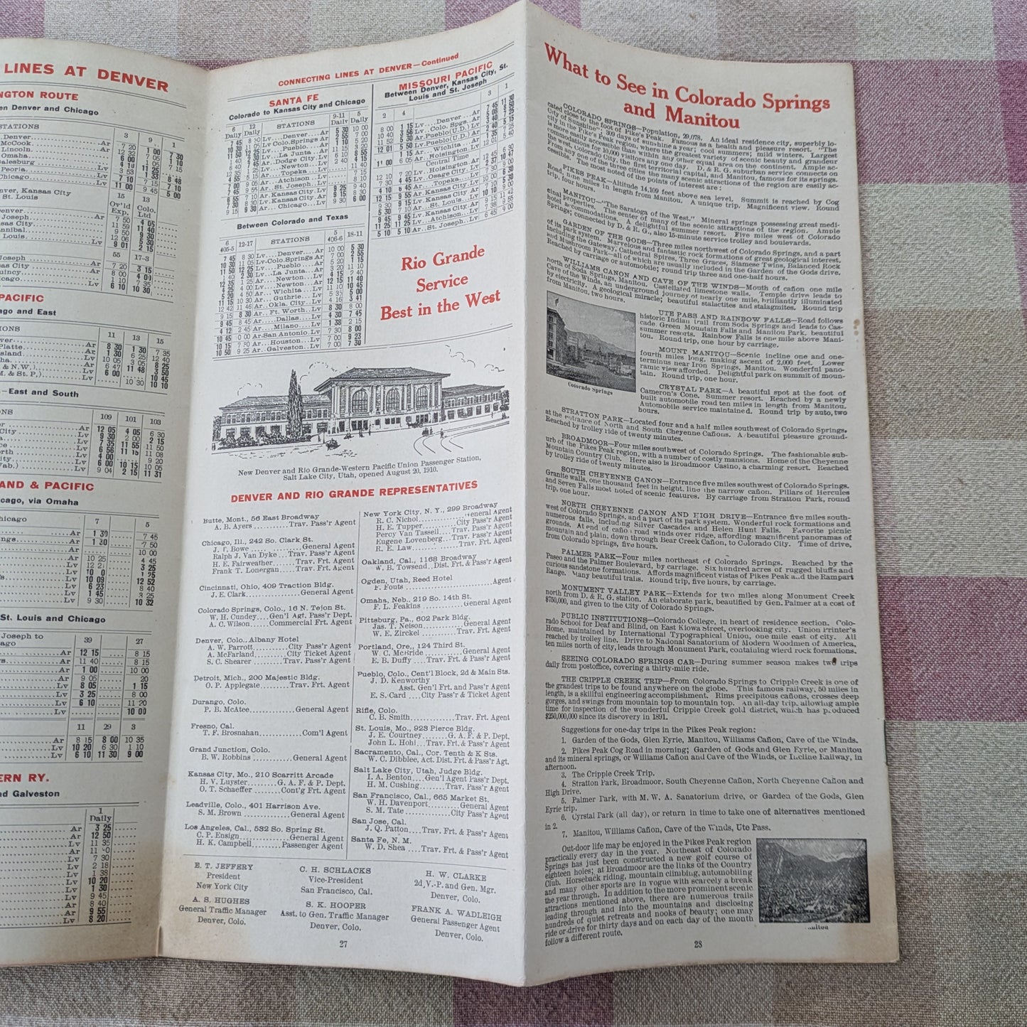 1910s Denver and Rio Grande Railroad Time Tables. December 1910 & Lands of Utah