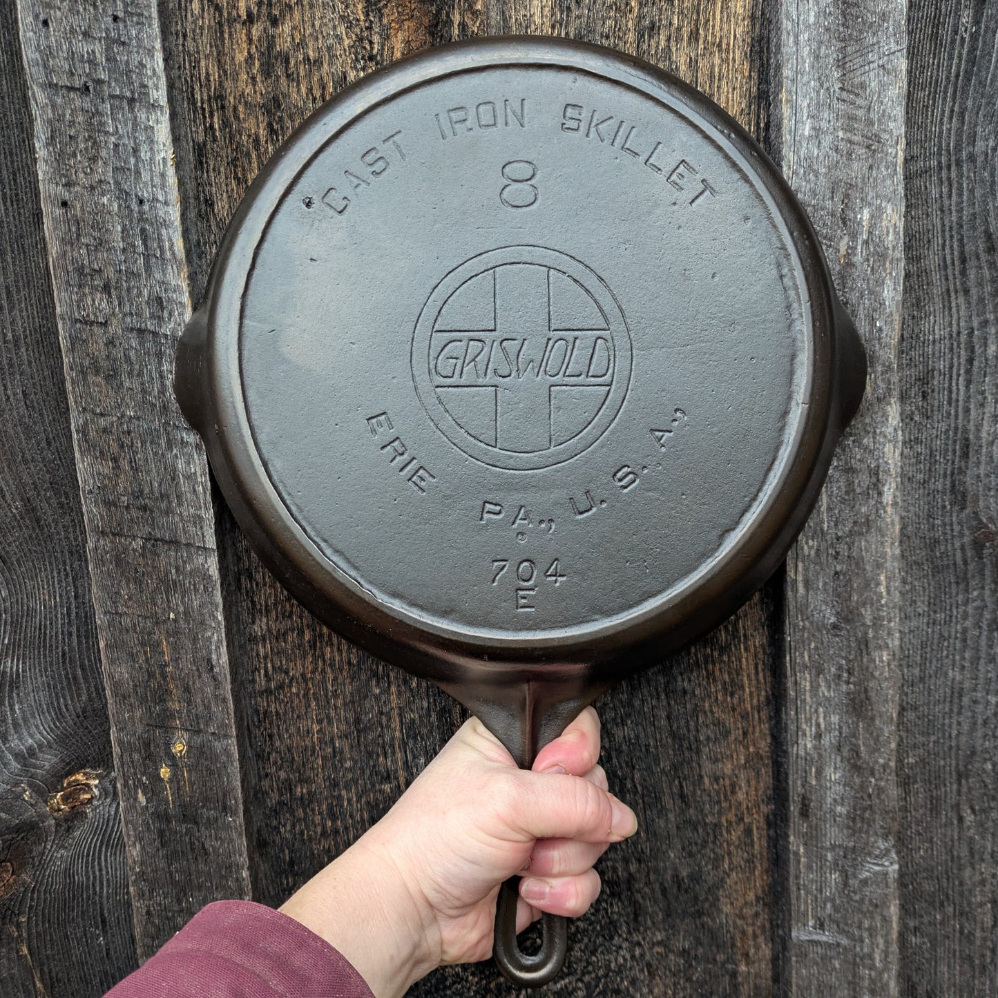 Vintage Griswold #8 Slant EPU Cast Iron Skillet 704 M with Heat Ring