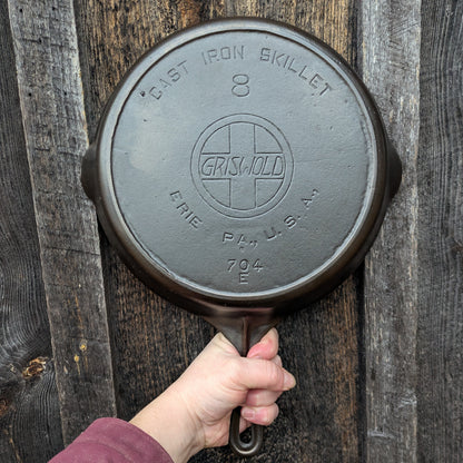 Vintage Griswold #8 Slant EPU Cast Iron Skillet 704 M with Heat Ring