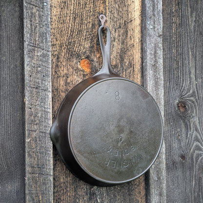 Wagner Ware #8 Cast Iron Skillet with Double Arc Logo and Heat Ring