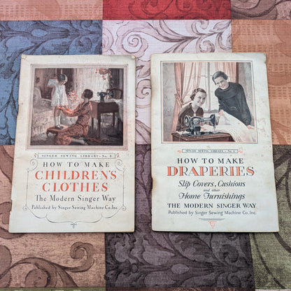 Vintage 1930's Singer Sewing Library Books 3 & 4- Children's Clothes and How to Make Draperies