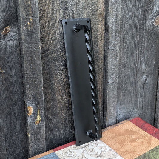 Single Hand Forged Twisted Handle on 16" x 4" Backplate