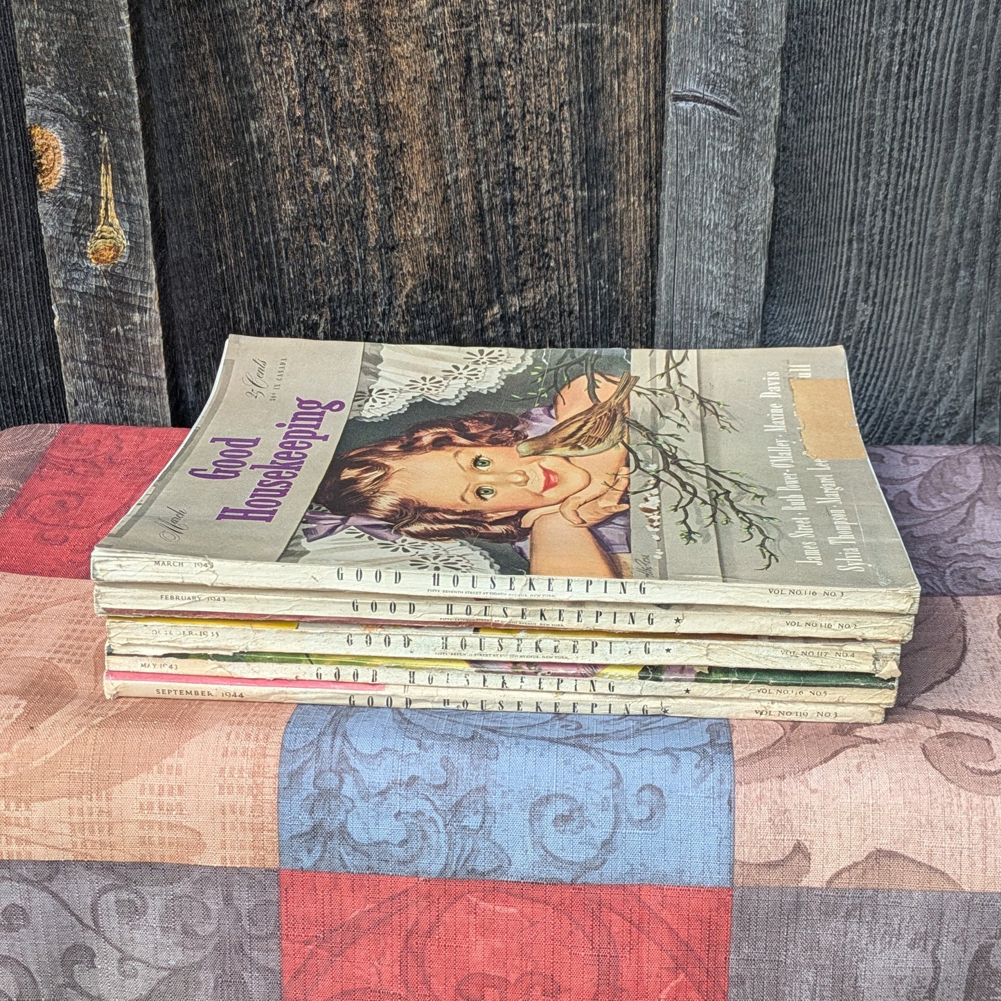 5 Vintage Issues of Good Housekeeping Magazine 1943-1944