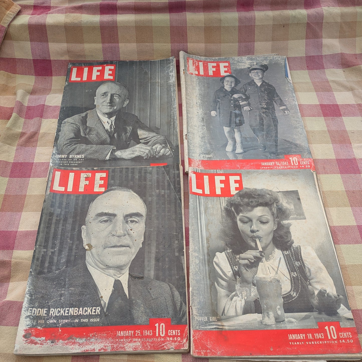 Set of 12 Vintage Life Magazines January-March 1943, WWII History