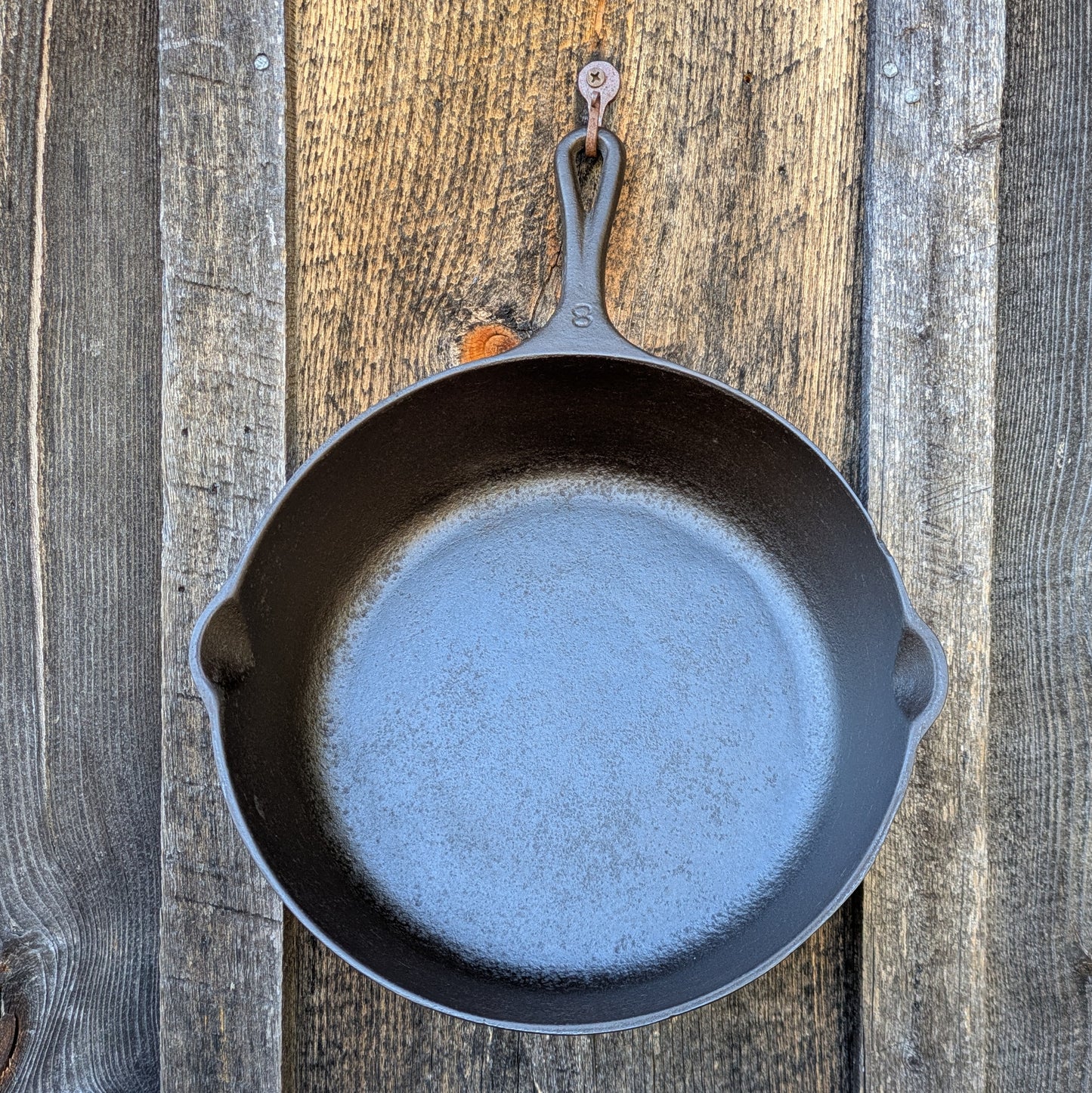 Ugly Hammered #8 Cast Iron Deep Skillet or Chicken Fryer with Lid