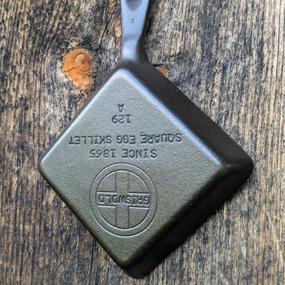 Vintage Griswold Cast Iron Square Egg Skillet #129 Block Logo