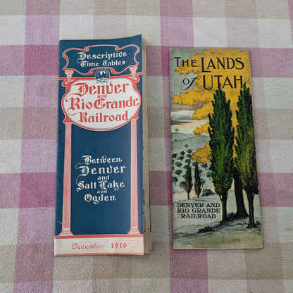 1910s Denver and Rio Grande Railroad Time Tables. December 1910 & Lands of Utah