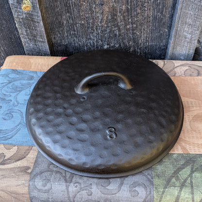 Ugly Hammered #8 Cast Iron Deep Skillet or Chicken Fryer with Lid