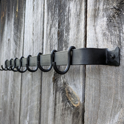 Hand Forged Smooth Finish Wall Mounted Pot Rack-36" Length