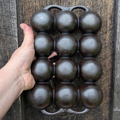 Antique Cast Iron Golf Ball Gem Pan