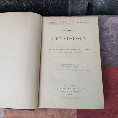 Kirkes' Handbook of Physiology by W. D. Halluburton, 1902 edition