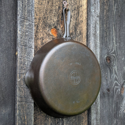 Griswold #9 Cast Iron Skillet with Small Block Logo and Grooved Handle 710 C