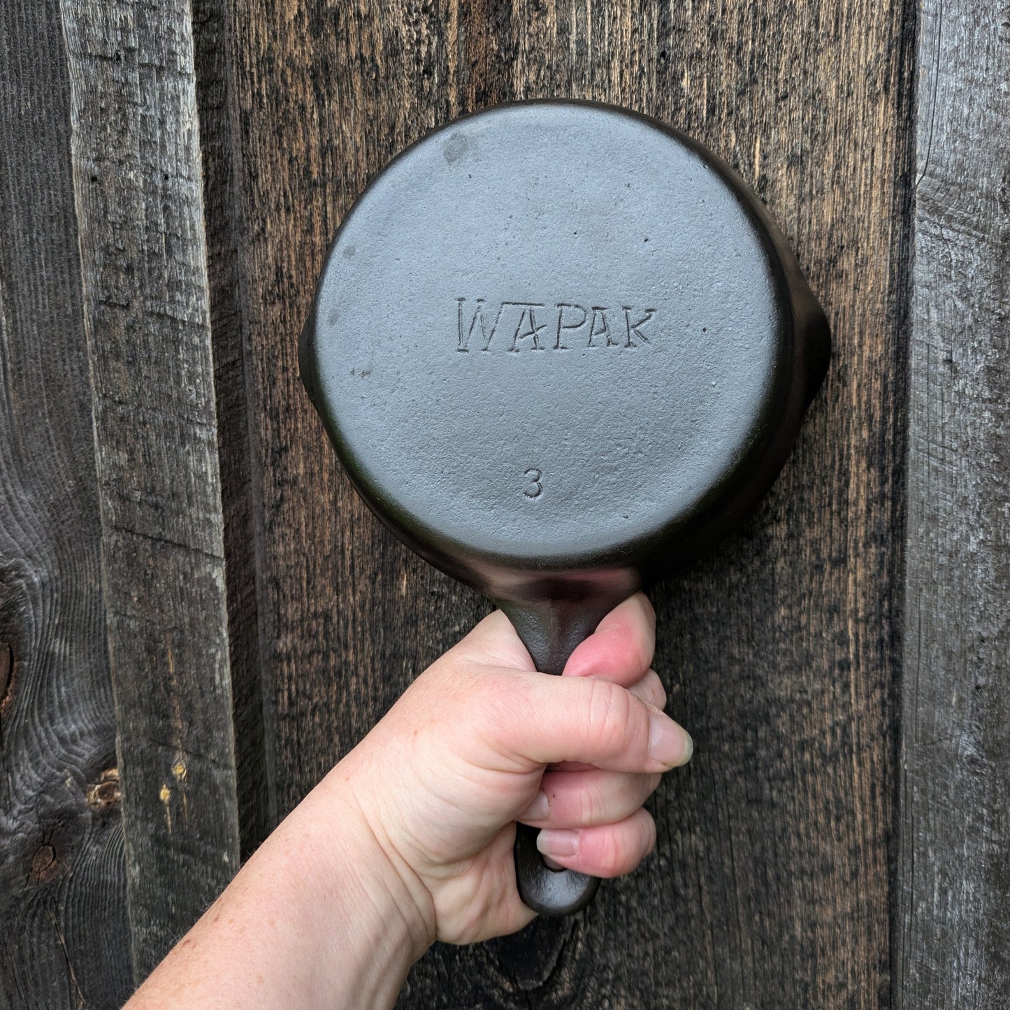 Antique Wapak #3 Taper Logo Cast Iron Skillet