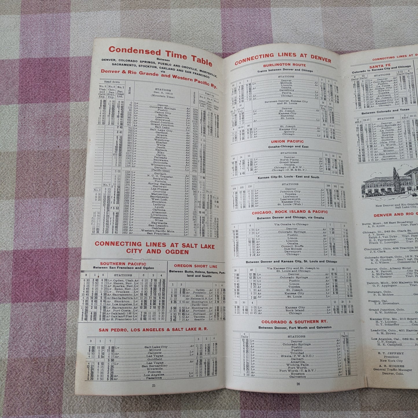 1910s Denver and Rio Grande Railroad Time Tables. December 1910 & Lands of Utah