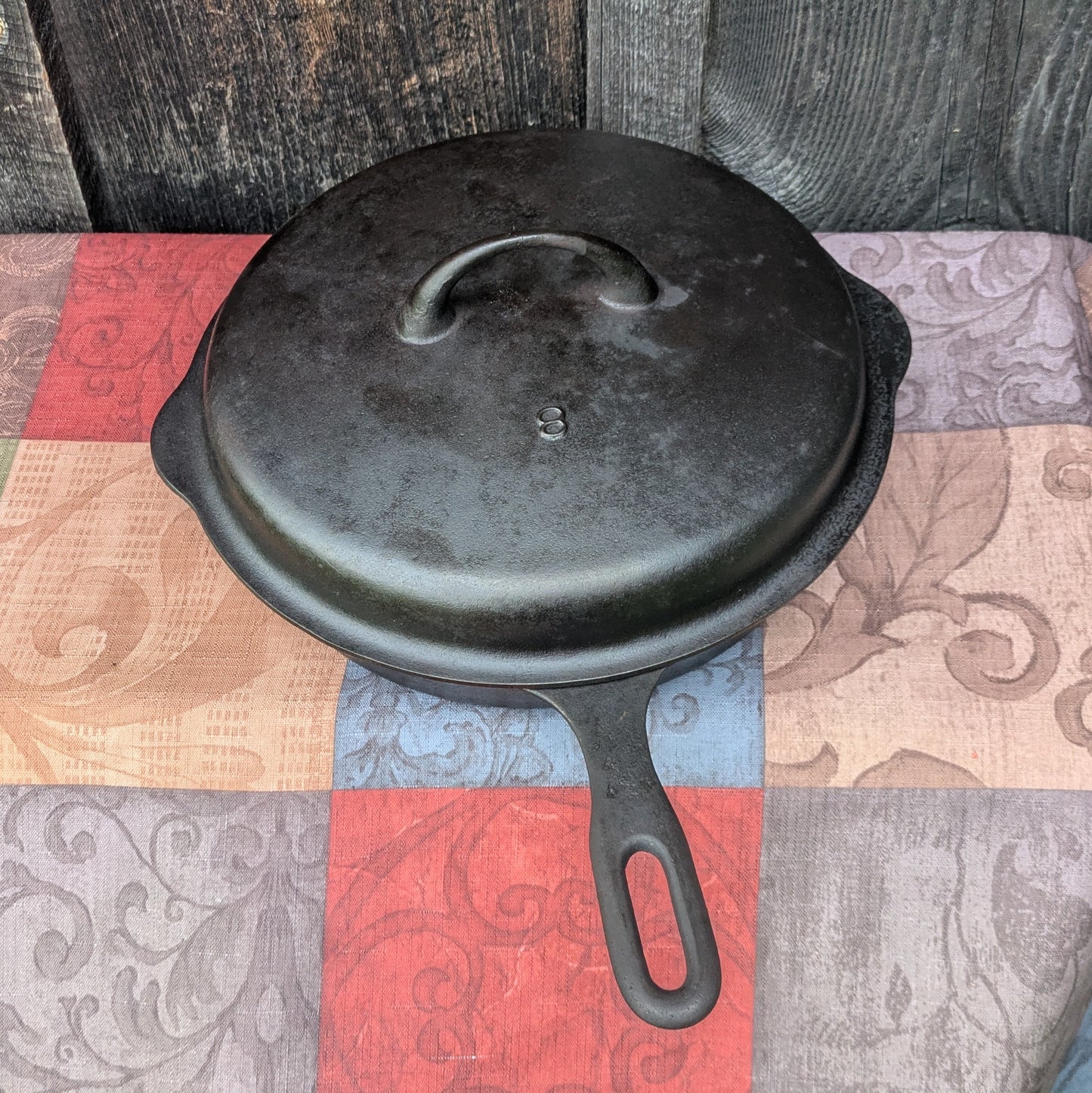 Vintage Griswold Iron Mountain #8 Cast Iron Skillet with Lid 1033