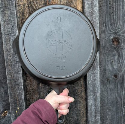 Griswold #9 Cast Iron Skillet with Heat Ring and Slant Erie Logo 710
