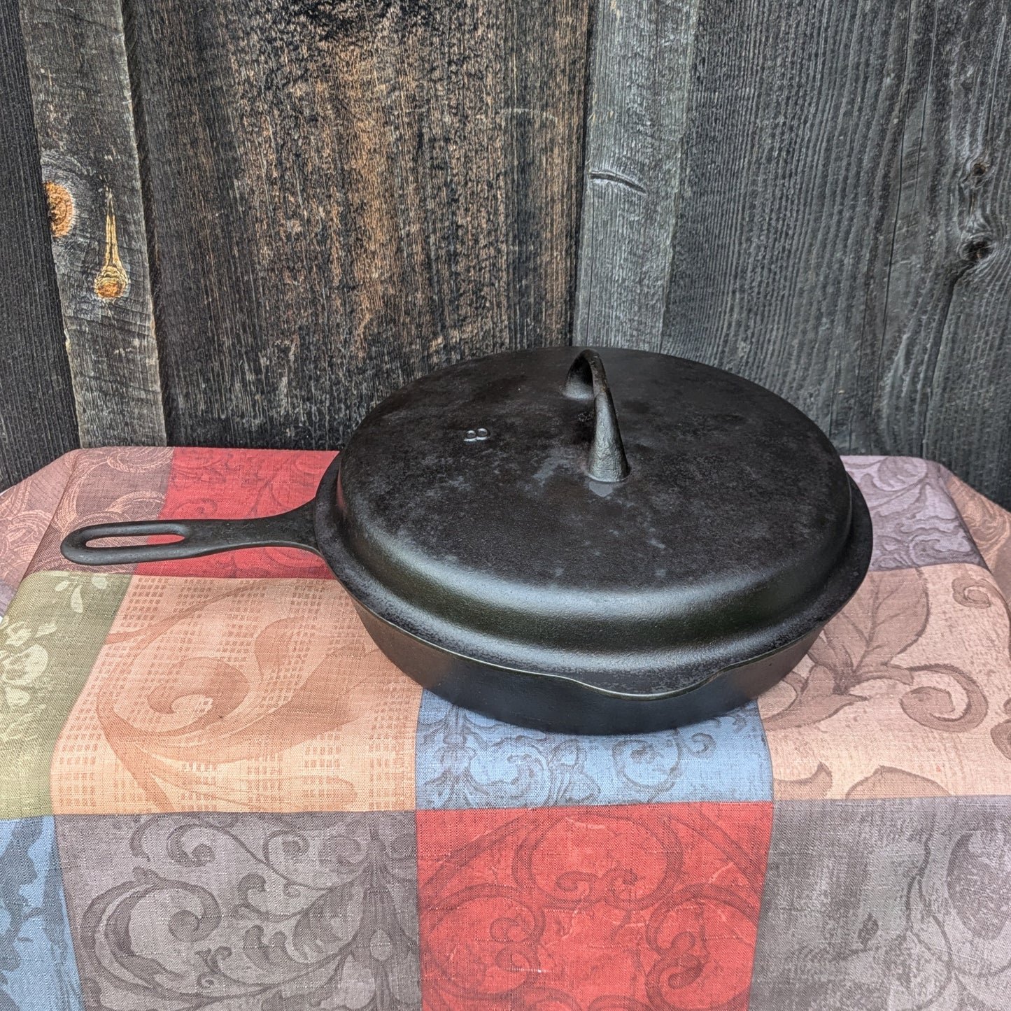 Vintage Griswold Iron Mountain #8 Cast Iron Skillet with Lid 1033