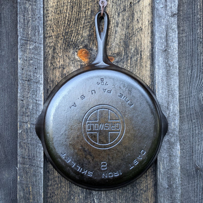 Griswold #8 Large Block Logo Cast Iron Skillet Smooth Bottom 704 G