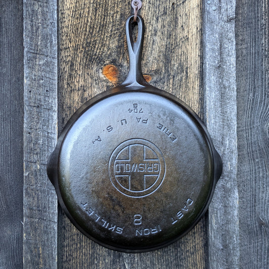 Griswold #8 Large Block Logo Cast Iron Skillet Smooth Bottom 704 G