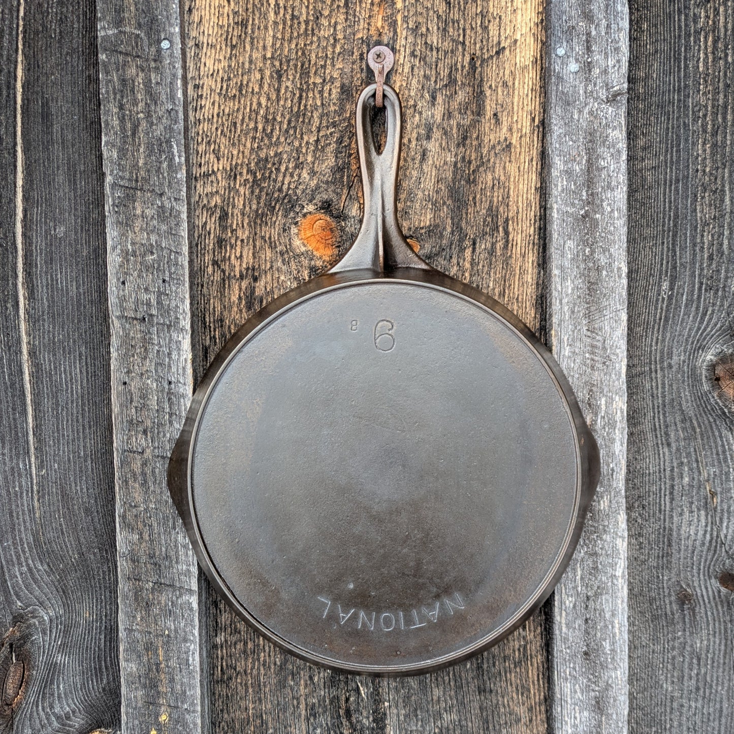 Antique Cast Iron National Skillet, Size #9, made by Wagner Ware