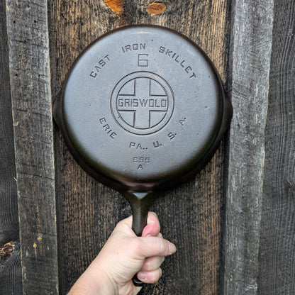 Vintage Griswold #6 Cast Iron Skillet with Large Block Logo 699 A