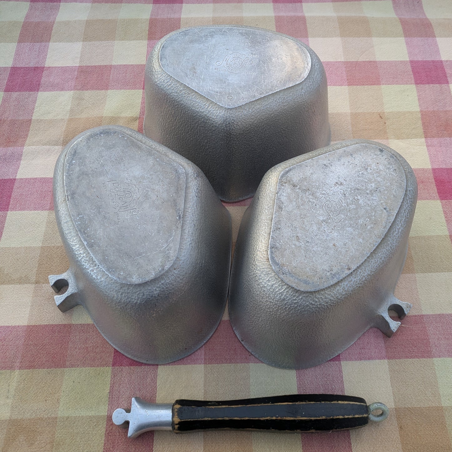 Vintage Silver Seal Cast Aluminum Triplicate Pans