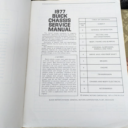 1977 Buick Chassis Service Manual in Original Box